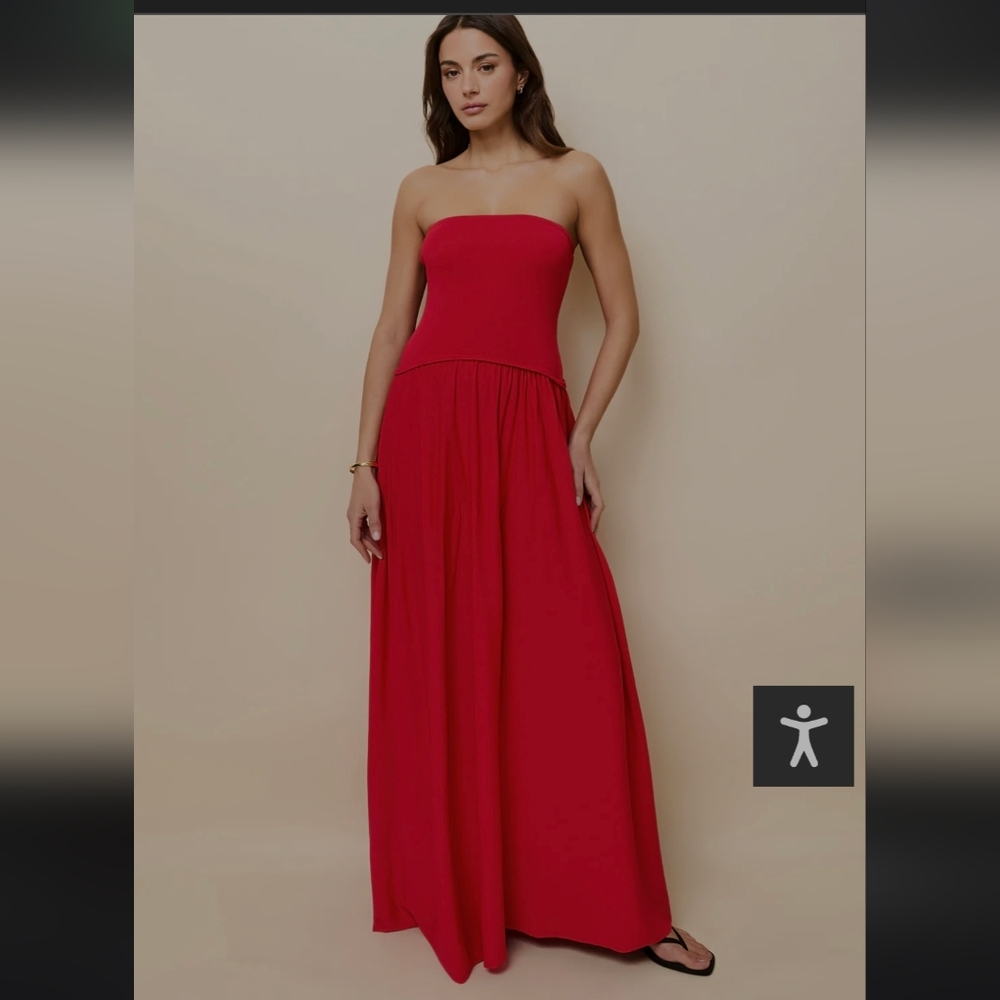 Solid & Striped‎ Strapless Red Maxi Dress